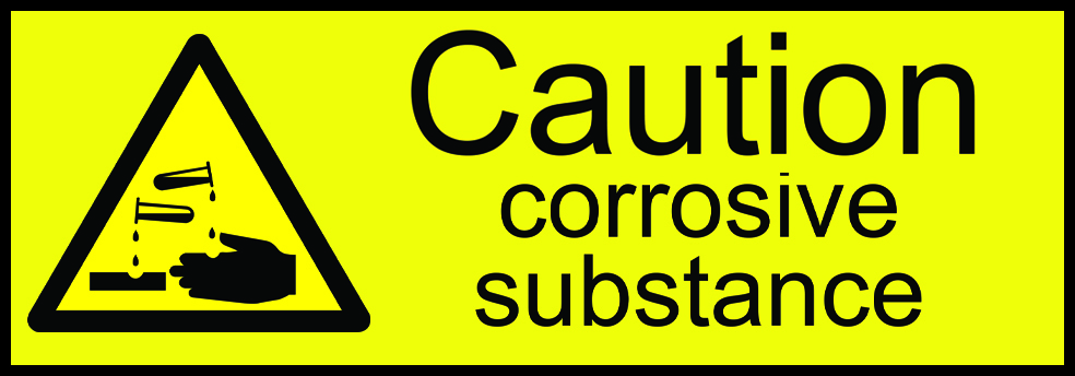100mm x 35mm (Labels - Pack of 10) - Caution corrosive substance (Self Adhesive Vinyl)