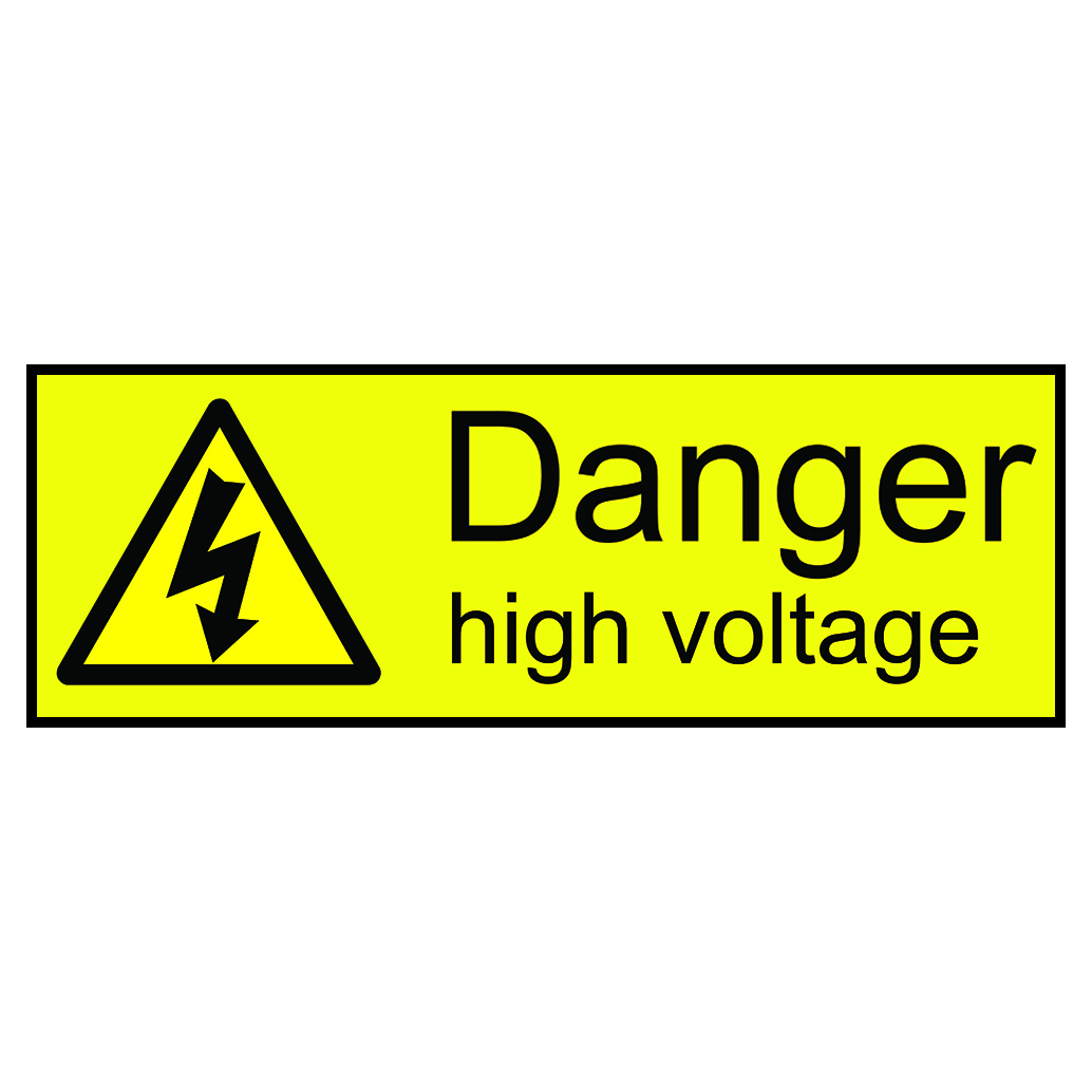 100mm x 35mm (Labels - Pack of 10) - Danger high voltage (Self Adhesive Vinyl)
