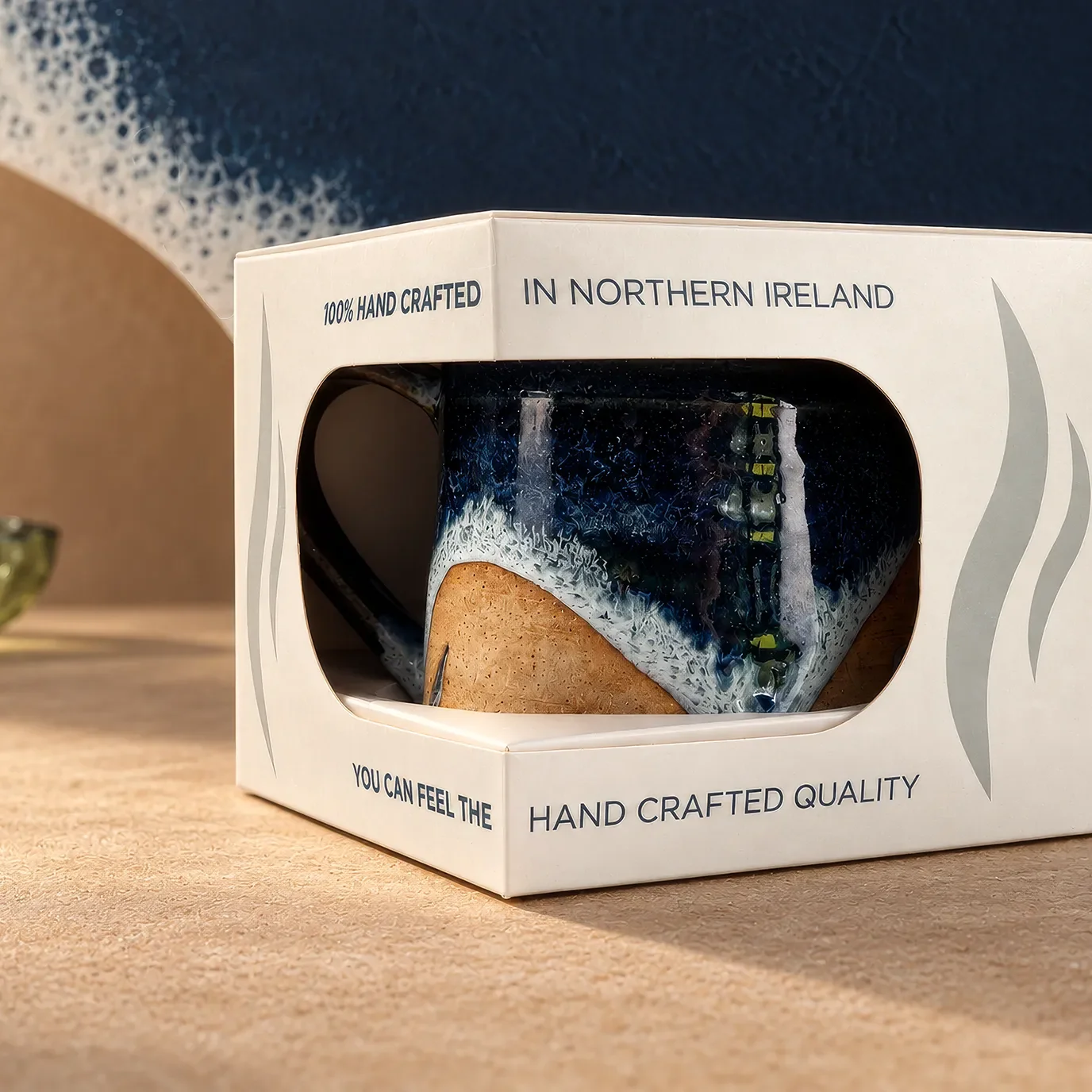 Bespoke windowed carton for MUD Ireland Atlantic Way handcrafted ceramic mug